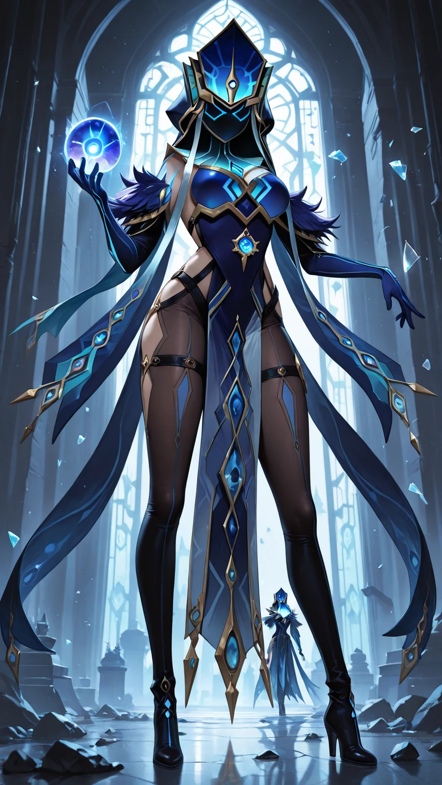 Mirror Maiden from Genshin Impact, full body, standing dominant pose