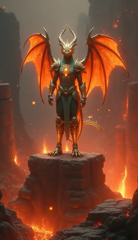 Ultra-detailed cinematic concept art of an Ancient Dragon Descendant warrior st